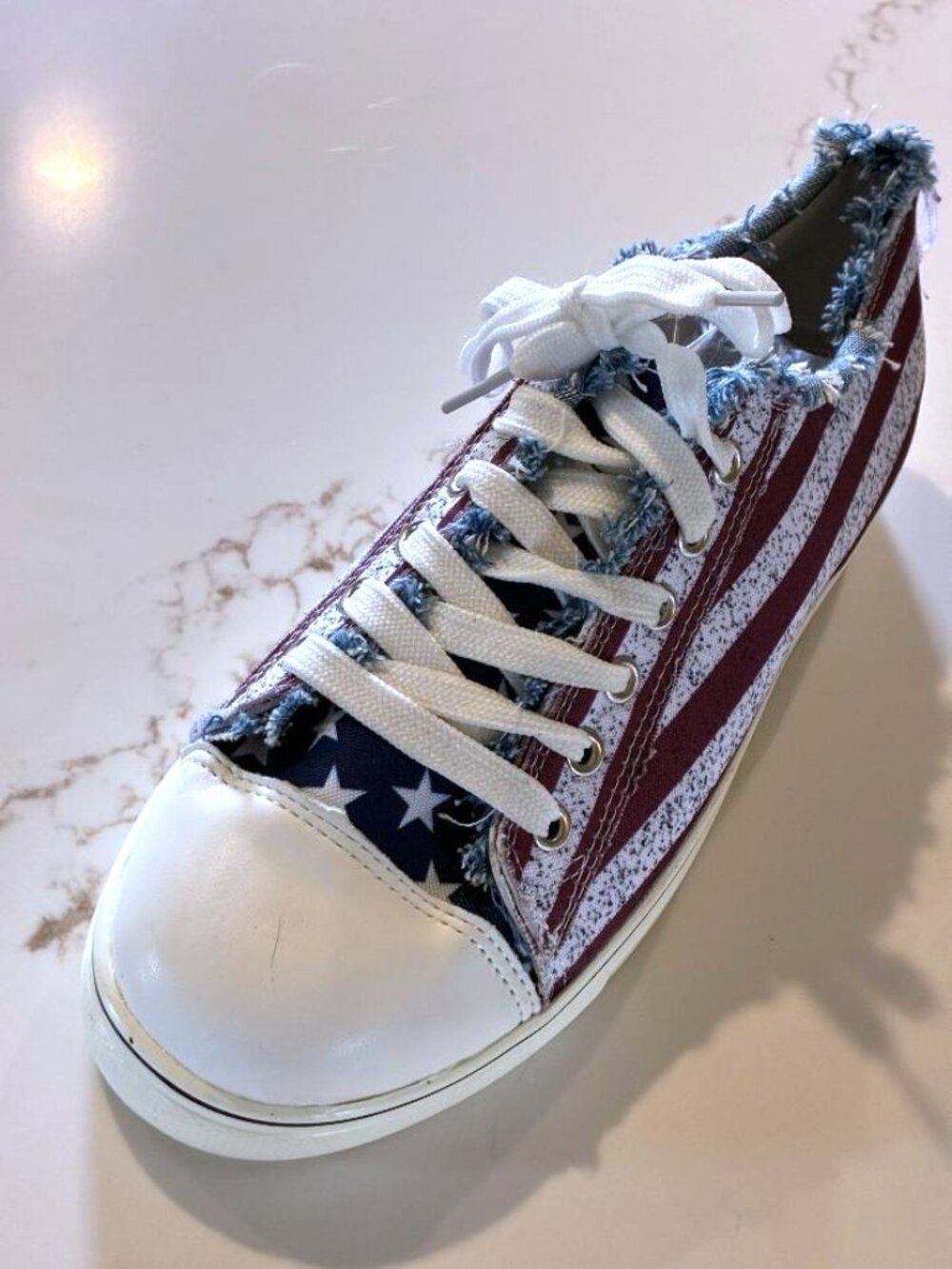 NWT American Flag Shoes Womens Size 8 Or 40 Lace Up Stars Stripes Print